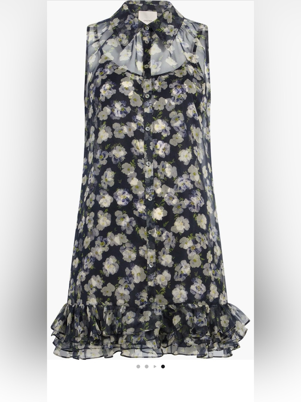 cinq a sept Navy & White Floral Button-Front Blouse